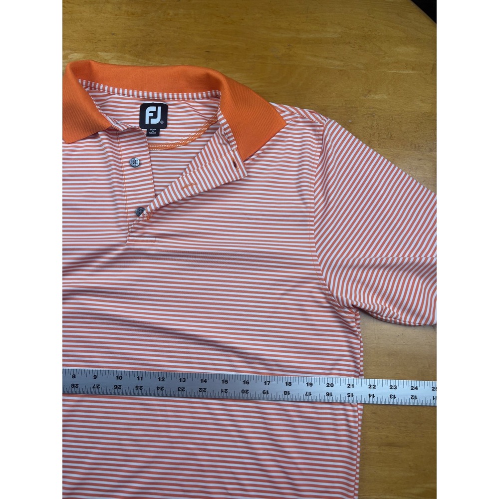 FootJoy Mens Striped Golf Polo Shirt Orange White Short Sleeve Size Medium FJ - Picture 3 of 6